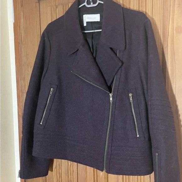 Derek Lam Wool Bomber Jacket Dark Purple US 10/12 - Picture 2 of 3